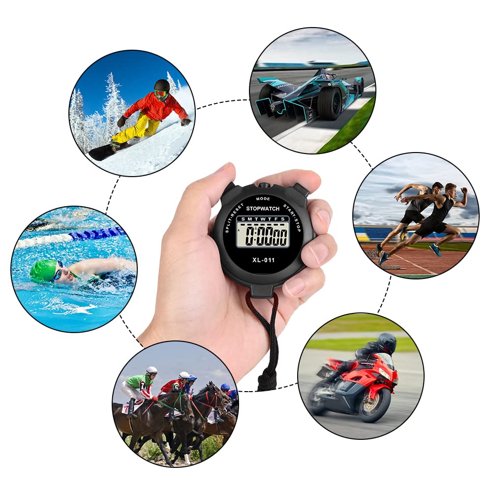 Vicloon Chronomètre Électronique Étanche, Multifonction Chronomètre de Sport, Chronomètres Montre Numérique d'Arbitre par Intervalles ABS Extérieure avec Lanière (Bleu)