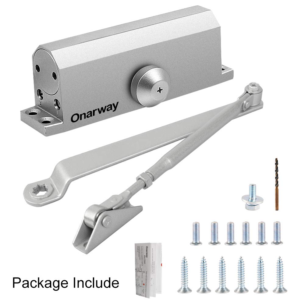 Onarway Ferme-porte automatique avec fonction Flex-Stop - Vitesse réglable - Taille 3 - Fermeture hydraulique à ressort pour portes de 45 à 60 kg - Passage facile pour un usage domestique et