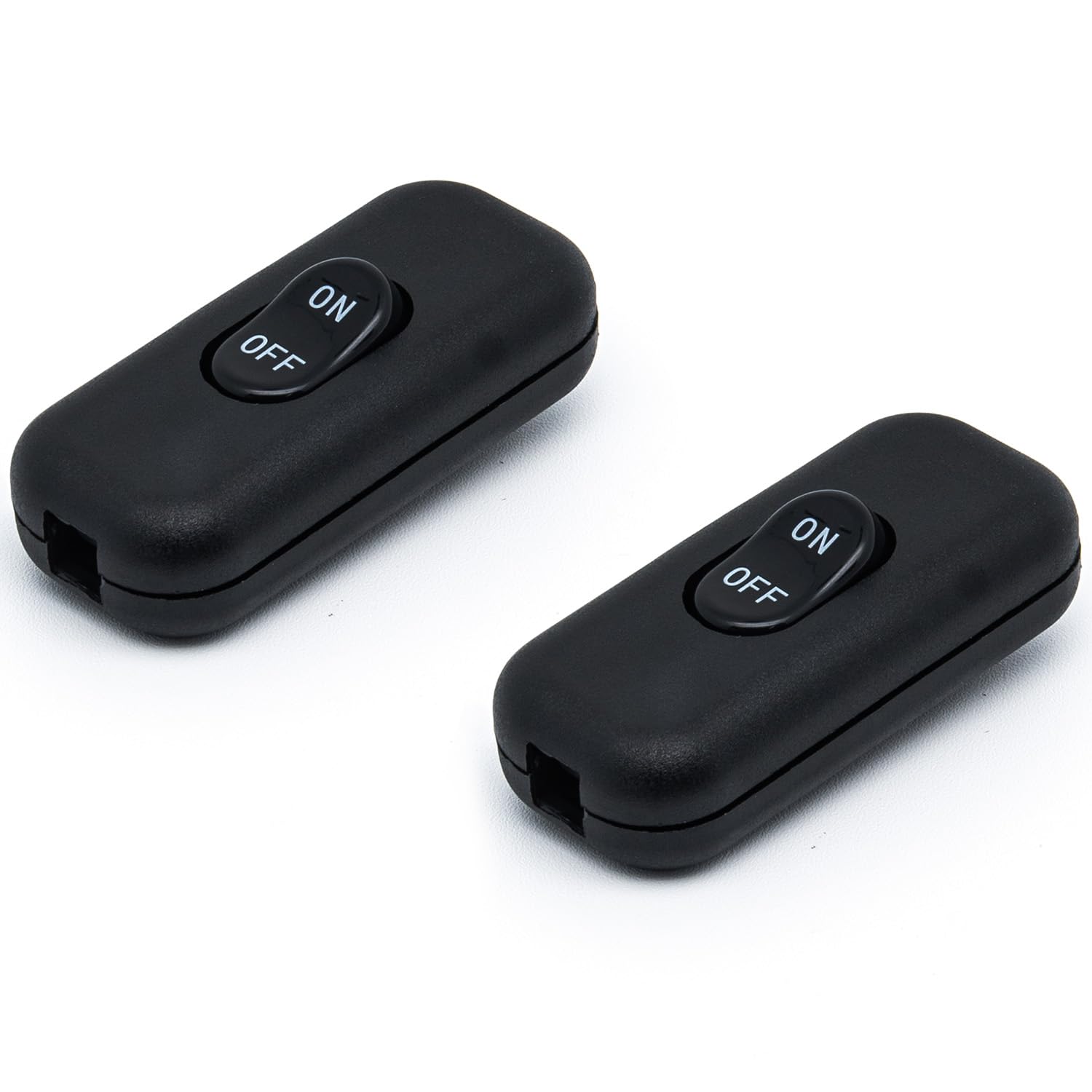 Surf turtle Inline Cord Switch 2-Pack Black Button,Rated 6A 250V On/Off Electrical Wire Appliance Rocker Switches,for Bedroom Table Lamp Desk LED