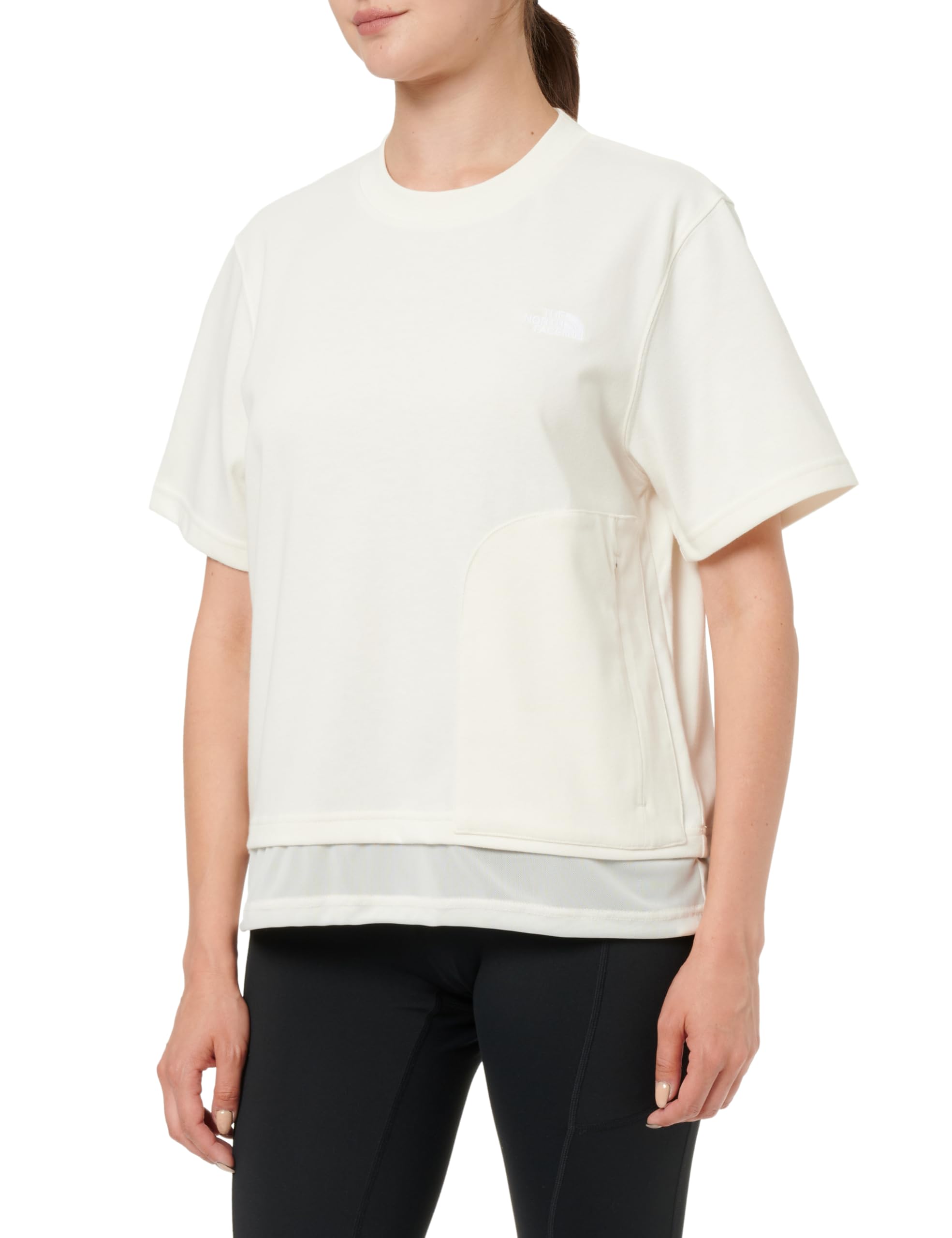 The North Face Women's Fabric Mix SS T-Shirt, White Dune, XS