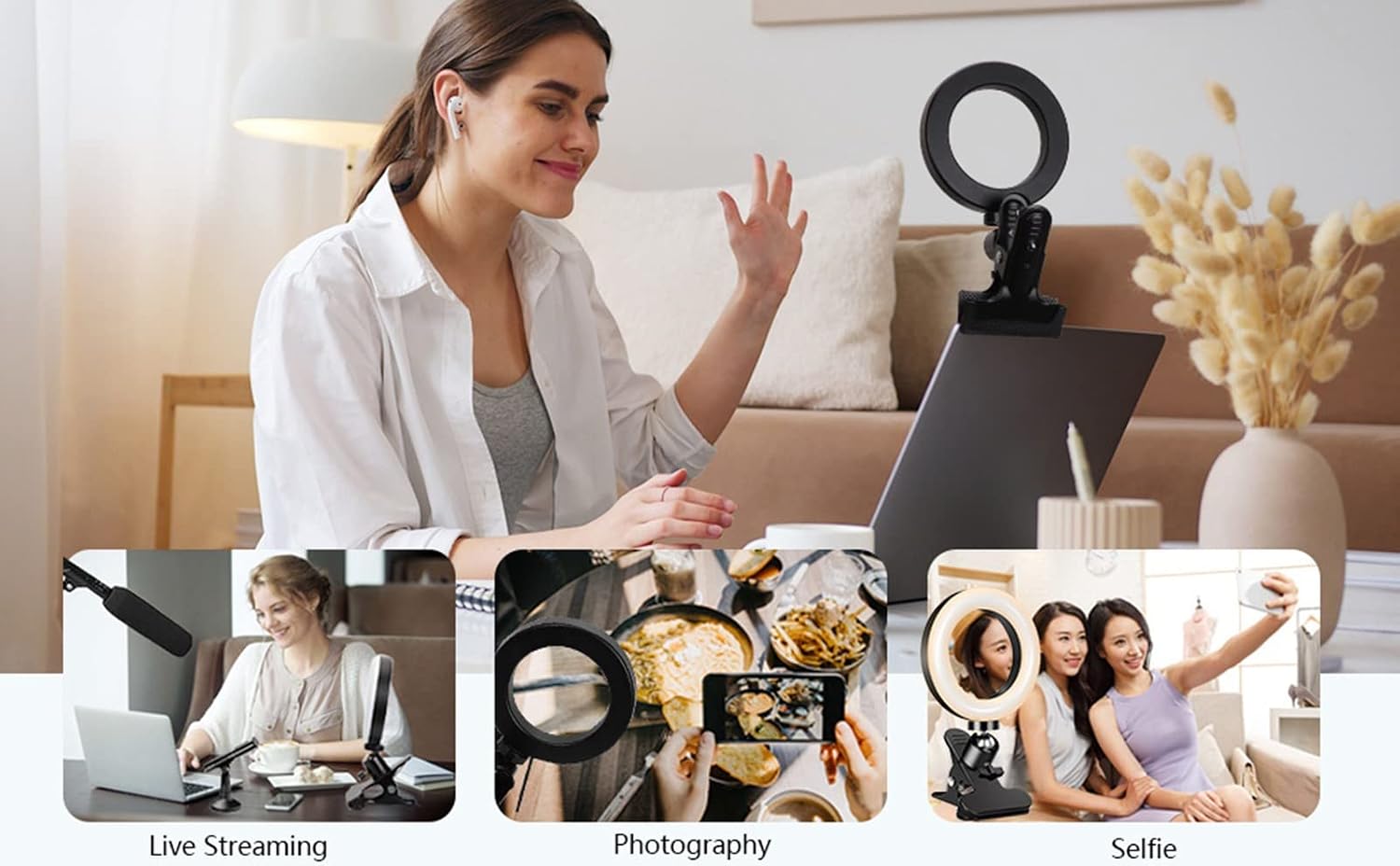 Clip Ring Light Desktop Laptop Fill Light Video Conference Live Light 16CM