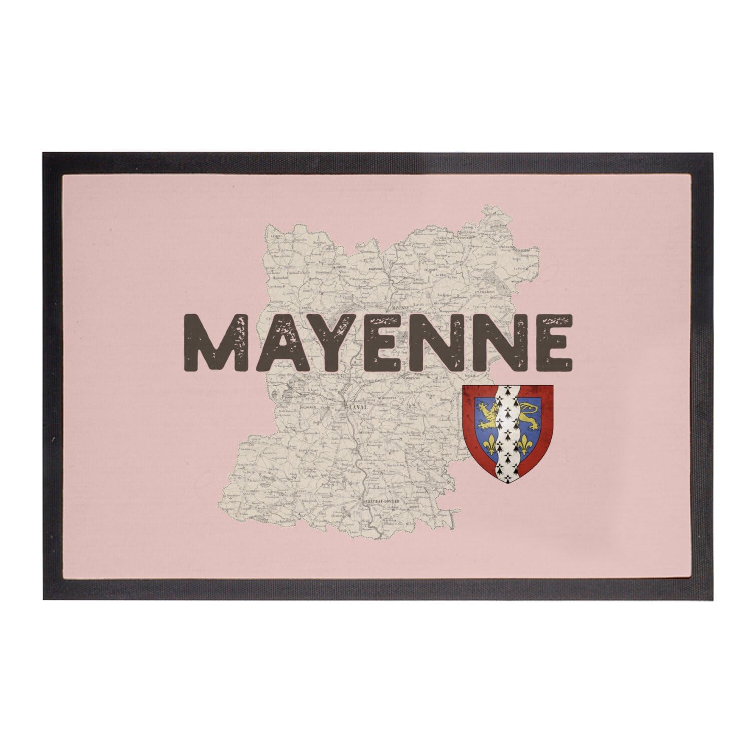 Paillasson Rose Mayenne 53 Laval Carte Ancienne Pays de la Loire 75x50cm