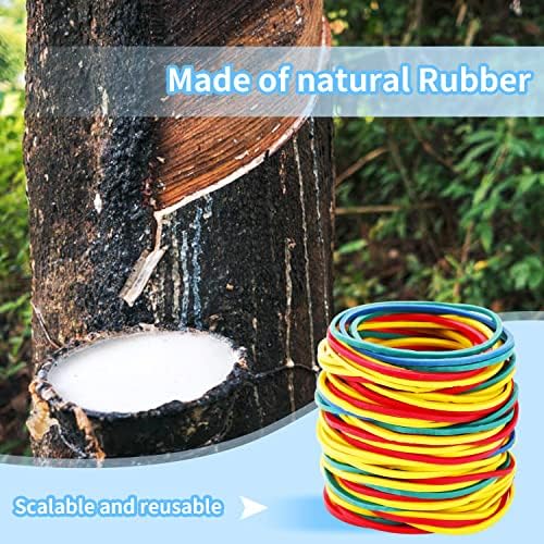 250 Pcs Coloured Elastic Bands, Strong Natural Rubber Bands, Office File Folder Stretchable Bands for Home, Office, School Supplies, Bills, Bank Paper Money(38mm)