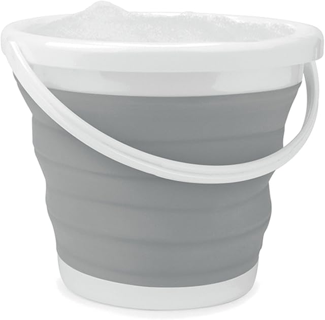 Beldray LA028495GRY 10 L Collapsible Folding Water Car Mop Bucket, Compact Design, Easy to Clean, Ideal for Indoor and Outdoor Use, Grey, 31.5 x 31.5 x 25 cm