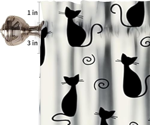 Miniatura 5 de Cortina de cenefa de ventana con temática de gatos con bolsillo para barra, lindo patrón de estampado de animales de mascotas para decoración de