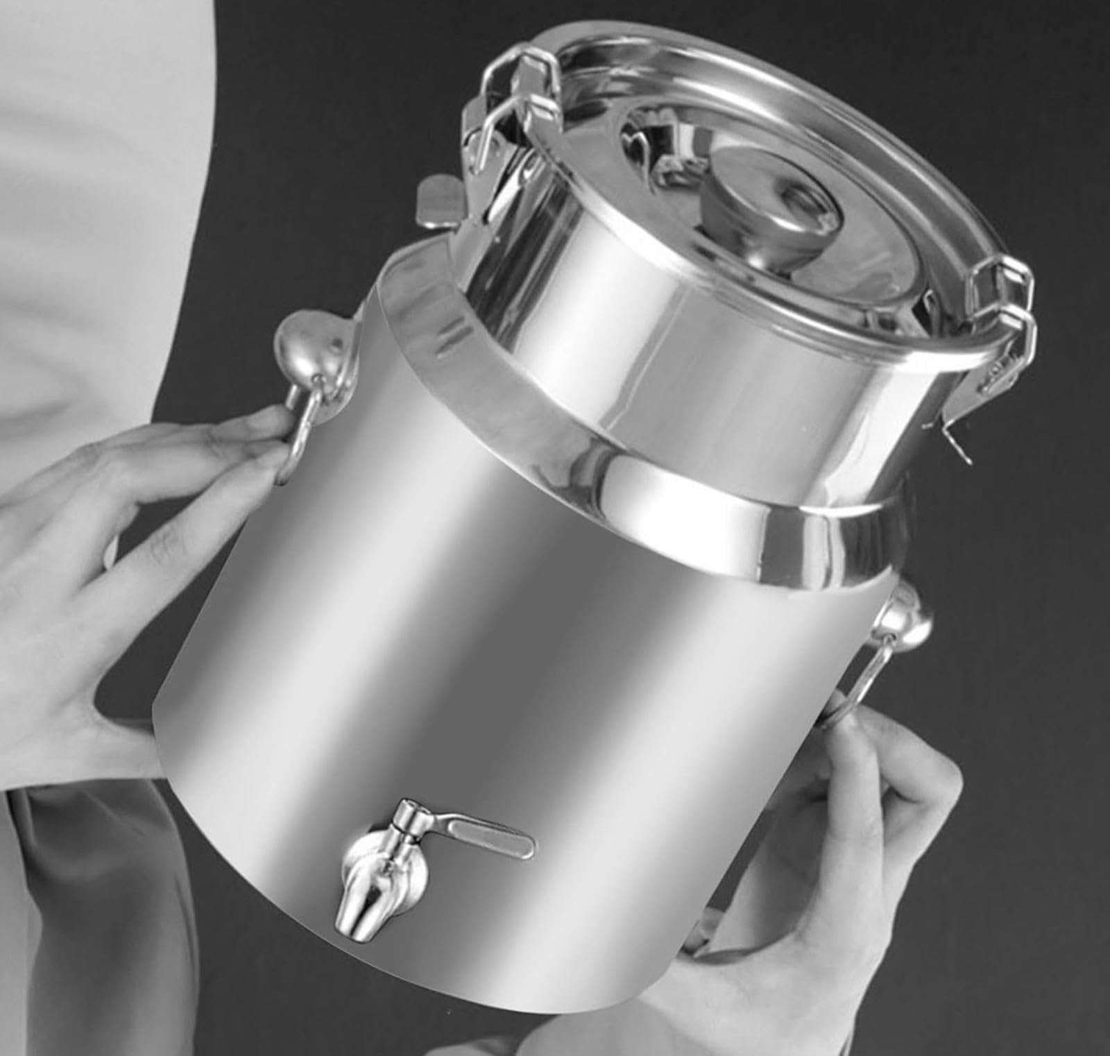 201 Lechera Acero Inoxidable con Tapa, Lechera Acero Inoxidable 5-88 litros,con Tapa con Asa, para Transportar o Almacenar Leche FW,withfaucet-7L