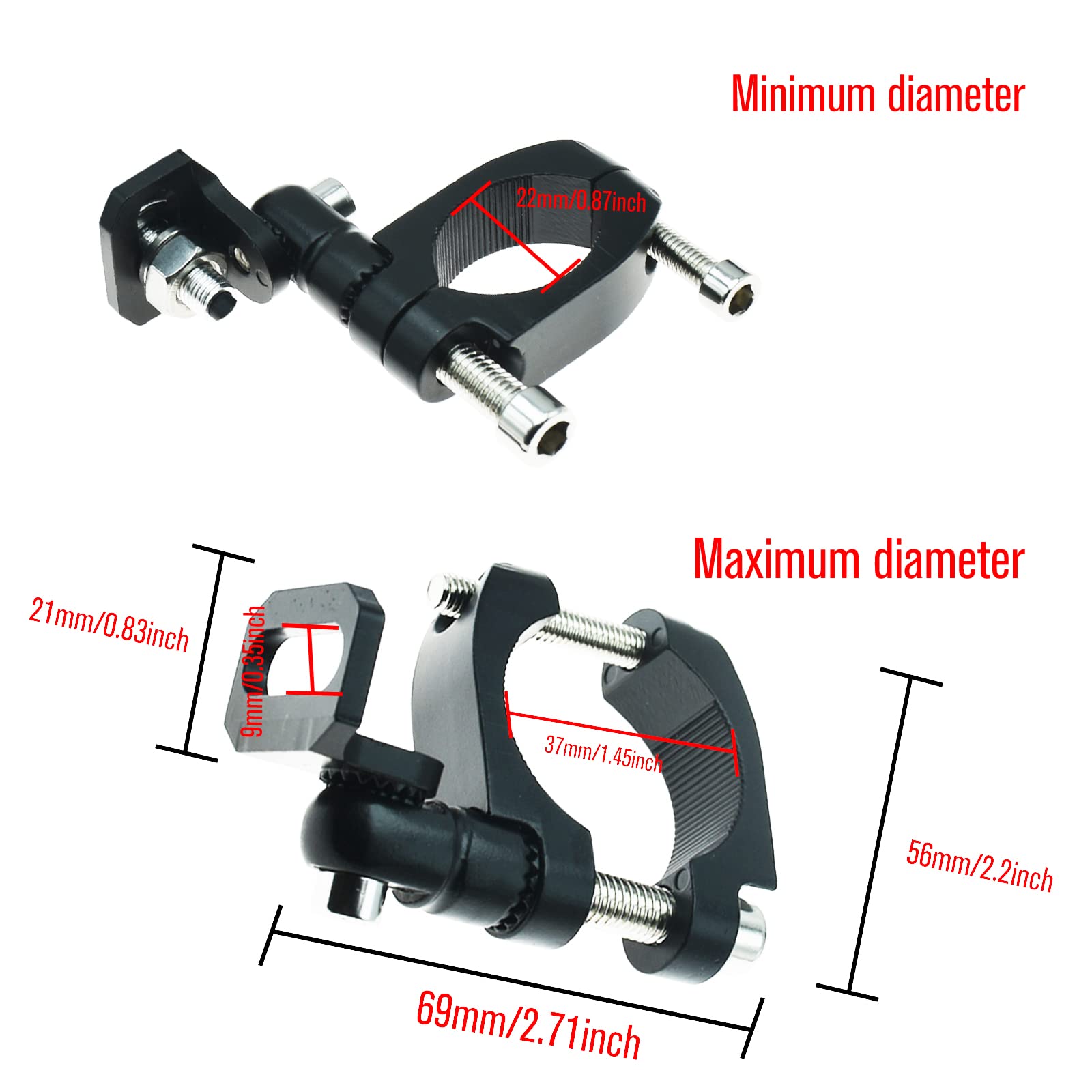2-Pack UTV Whip Light Mount Flag Antenna Mounting Bracket Adjustable For Pro-fit - View #3