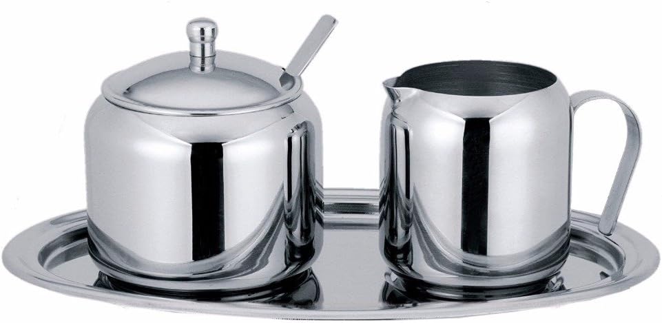 Cream And Sugar Set-The Set Includes A Covered Sugar Bowl With Spoon A Creamer And An Oval Tray