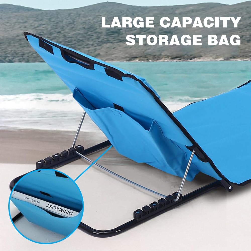 Aktive 62639 - Tappetino Da Spiaggia Con Schienale | Misure 48x131x42/49/55cm | Schienale Da Spiaggia Pieghevole Con Borsa Per Il Trasporto E Maniglia Integrata - 13