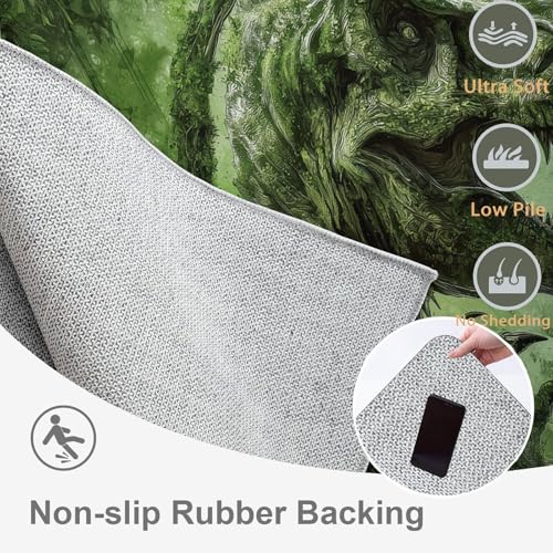 Tapis d'entrée T-Rex vert 50x80cm lavable et antidérapant