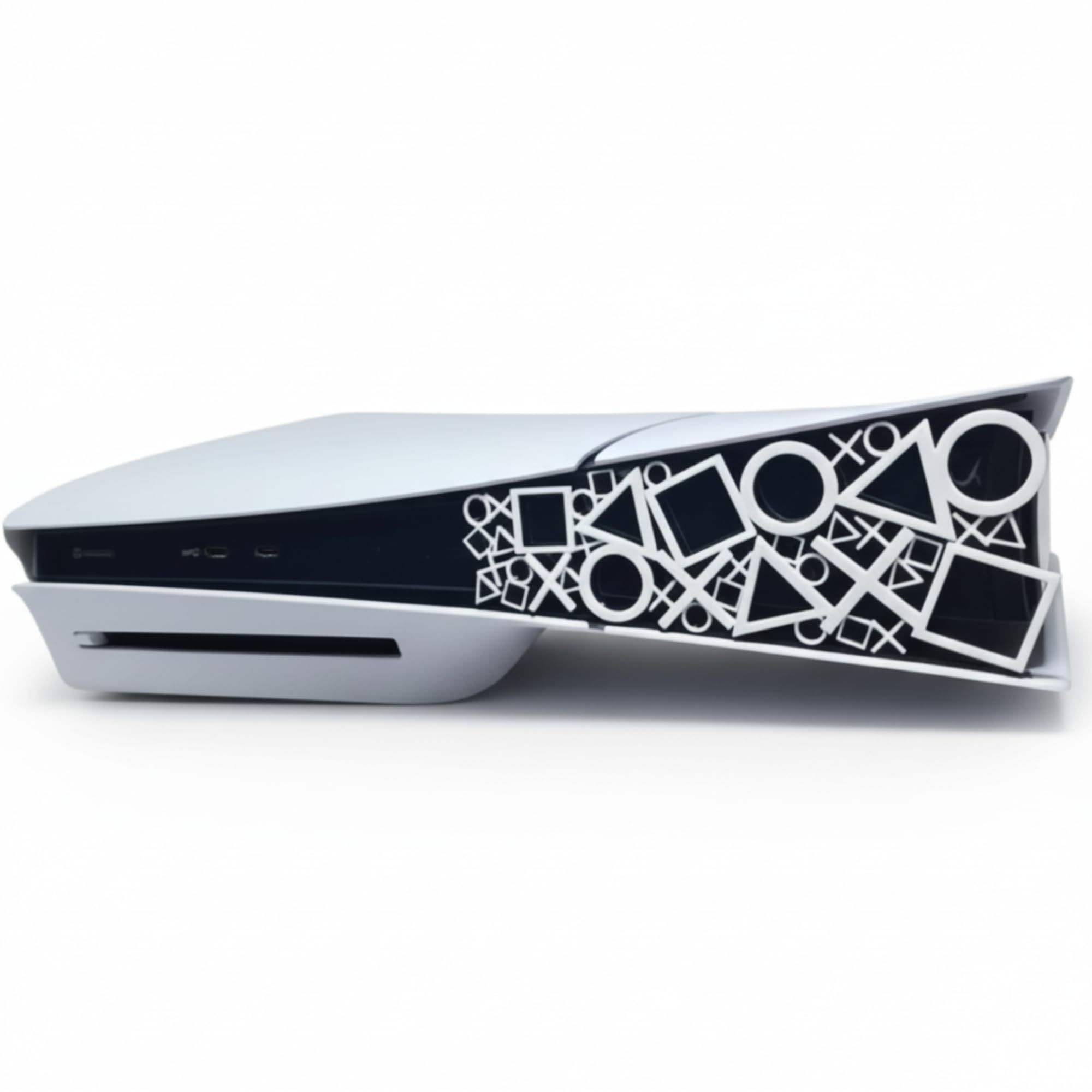 Sibo – Grille Frontale Décorative Compatible avec Console PS5 – Accessoire pour PS5 Slim & Standard (Fat) – Console Non Incluse – Amélioration Esthétique – Disc & Digital (Symboles PS5 Slim)