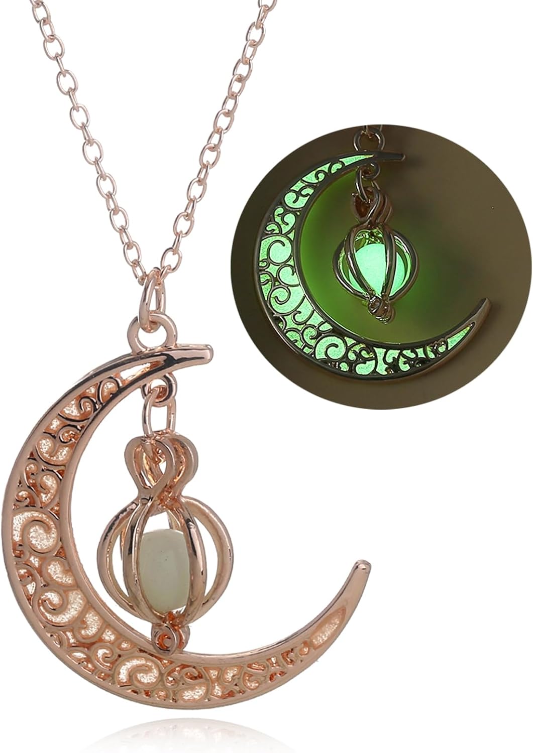 Crescent Moon Glow Moon Necklace Enchanting Glowing Crescent Moon
