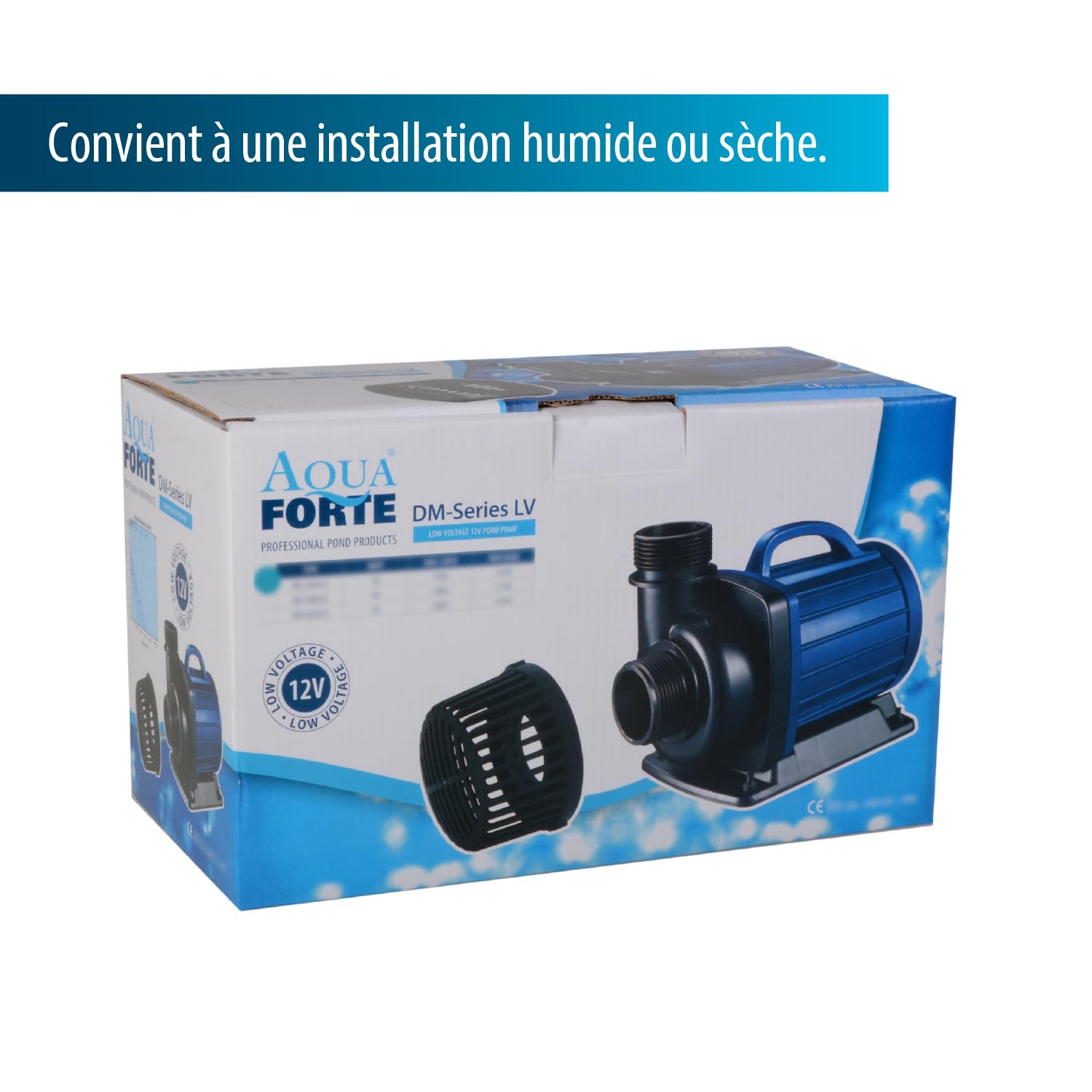 Pompe de Bassin Aquaforte dm 3.500 Basse Tension 12V, 30 W, Débit max. de 3 500 Litres par Heure, Hauteur maximale de 3 m, Protection Automatique Contre La marche à Sec, Longueur Du Câble 10 m