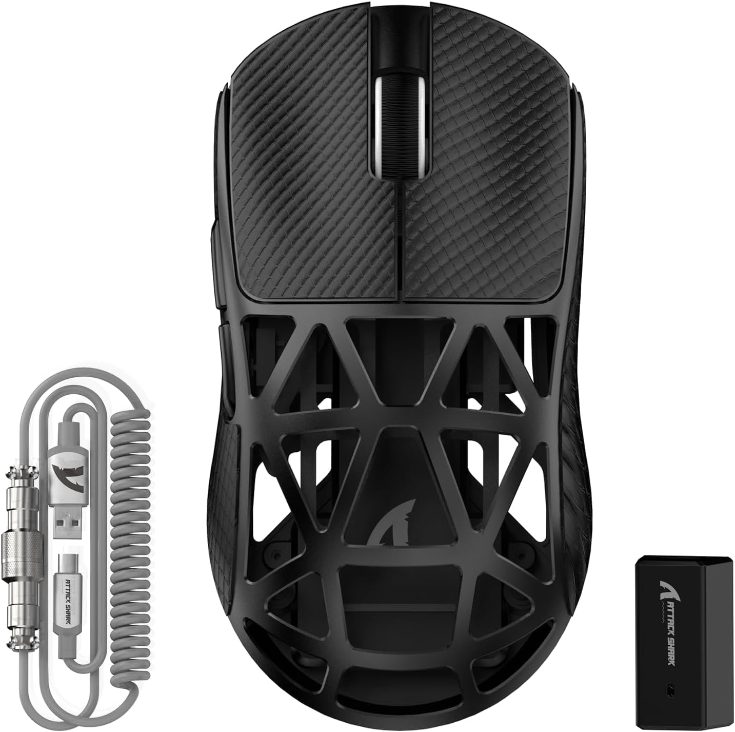 ATTACK SHARK R2PRO 45g Superlight Magnesium Alloy Mouse, PixArt PAW3950 Sensor, 42000DPI, 8000Hz Wireless Polling Rate, 2.4G/BT/Wired Gaming Mouse, Programmable Mice with Coiled Cable, PC/Mac, Black