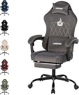 Gaming Stuhl Einsteigermodell, Ergonomischer Computerstuhl mit Verstellbarer Höhe und Rückenlehne, Einfacher Gaming Stuhl für Kinder, Teenager, Erwachsene für Zimmer, Büro,Grey
