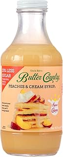 Butter Country Rich & Creamy Peach Syrup for Pancakes and Waffles, All Natural Fruity Topping Use on Drinks, Desserts, French Toast - 16 fl oz Bottle