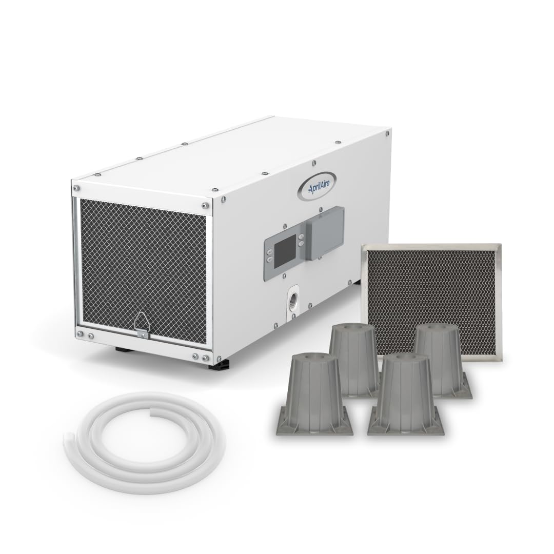 AprilAire E050 Pro Dehumidifier Bundle - 50 Pint Crawl Space Dehumidifier - Compact Dehumidifier for Crawl Spaces, Basements, Attics, Garages up to 1,600 sq. ft - 5 Year Warranty