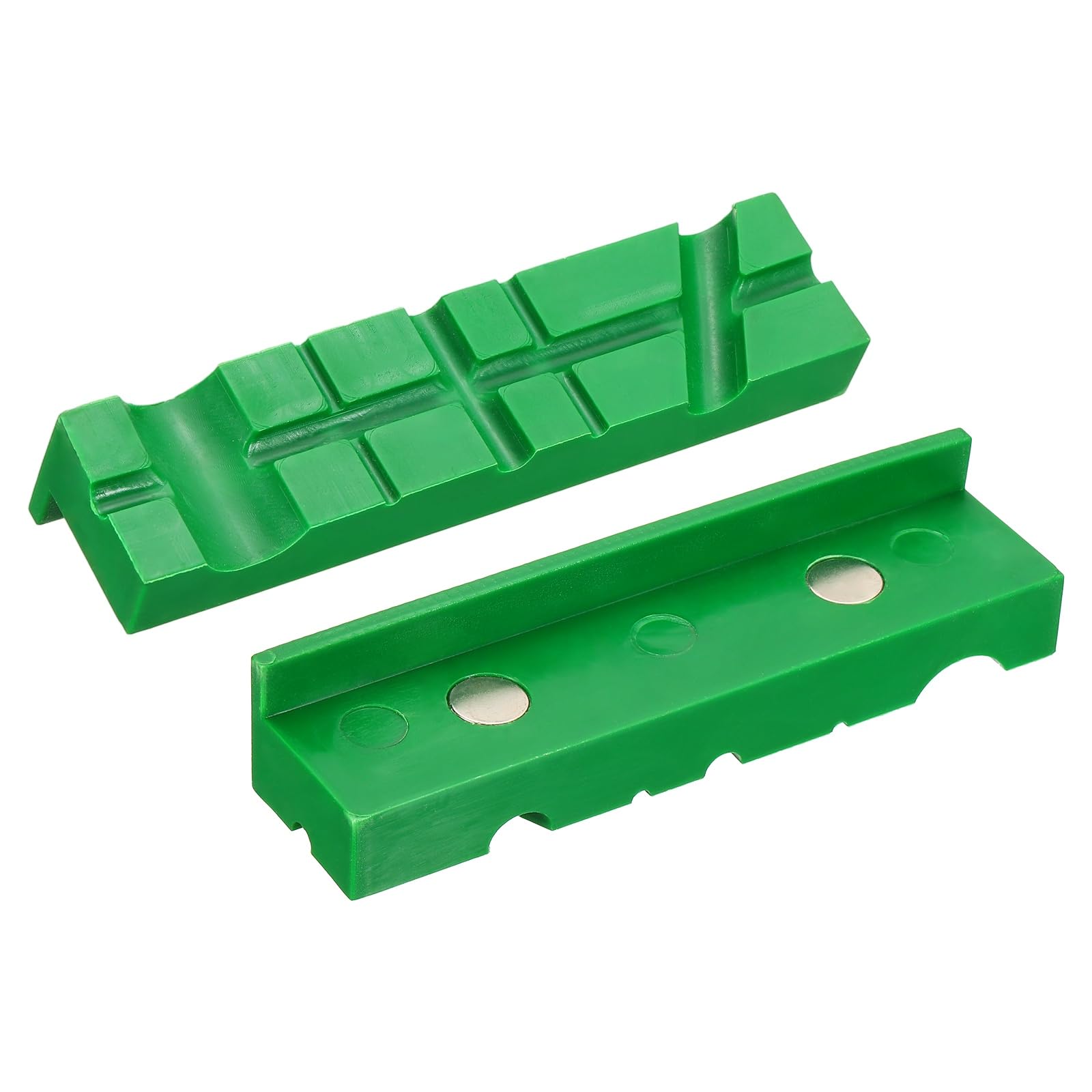 sourcing map 1 Set Vise Jaw Pads 5" Rubber Magnetic Vise Soft Jaws Standard Anti-Scratches Vice Covers Tools for DIY Making Woodworking Clamping Plumbing, Green