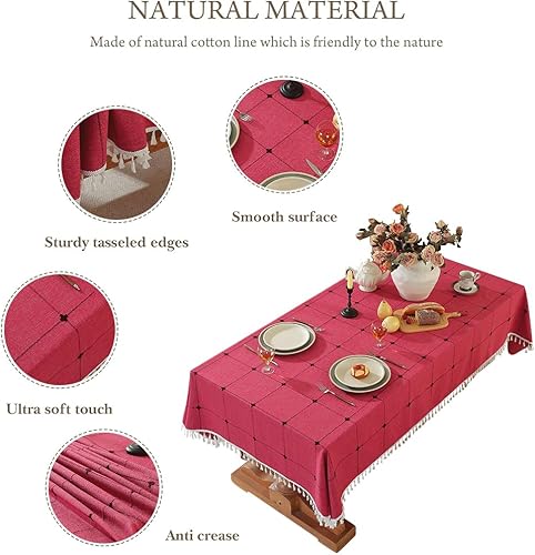 Miniatura 9 de Pahajim - Mantel rectangular de peso de lino y algodón, resistente al polvo, para fiestas, para la cocina, para cenas