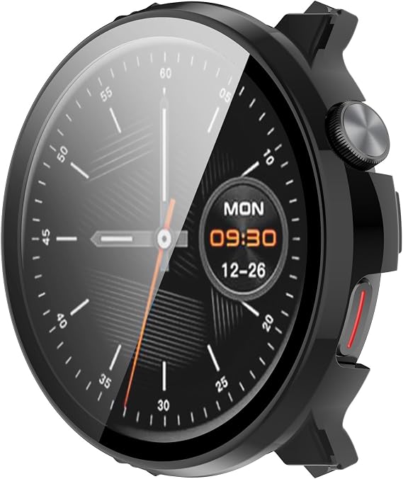FitTurn Compatible with Mibro watch lite 2 Screen Protector Cases Replacement PC Slim Case Cover 3D Full Coverage Tempered Glass Screen Protector for Mibro watch lite 2 Watch (Black*3)