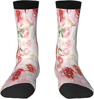 Calcetines con estampado de rosas de colores suaves, unisex, adecuados para la mayoría de las personas con pies de 36 a 45 pulgadas de largo