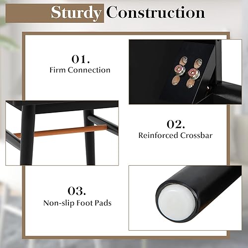 Miniatura 5 de Giantex Juego de 2 mesitas de noche de ratán, mesa auxiliar bohemia con cajón de almacenamiento decorado de ratán y patas de madera maciza, mesa de