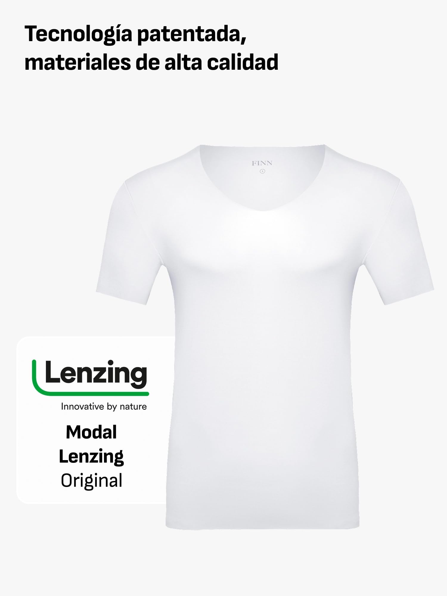 FINN Clean-Cut - Camiseta interior de manga corta para hombre, cuello en V, invisible, con acabado de corte láser, sin costuras, de Lenzing Modal original para camisa y traje