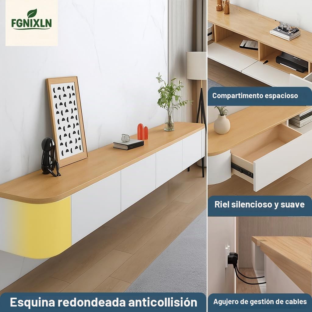 Mueble TV Suspendido, 120-240 cm, Mesa para TV Moderno Mueble para Televisor, Adecuado para La Sala De Estar Y El Dormitorio(160CM)