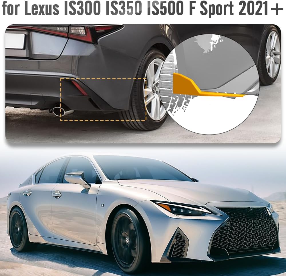 Rear Bumper End Cap for Lexus is IS350 IS500 IS300 2021 2022 2023 2024 2025 Carbon Fiber Side Rear Bumper Corner Cover for Lexus is Rear Side Spoiler (Glossy Carbon)
