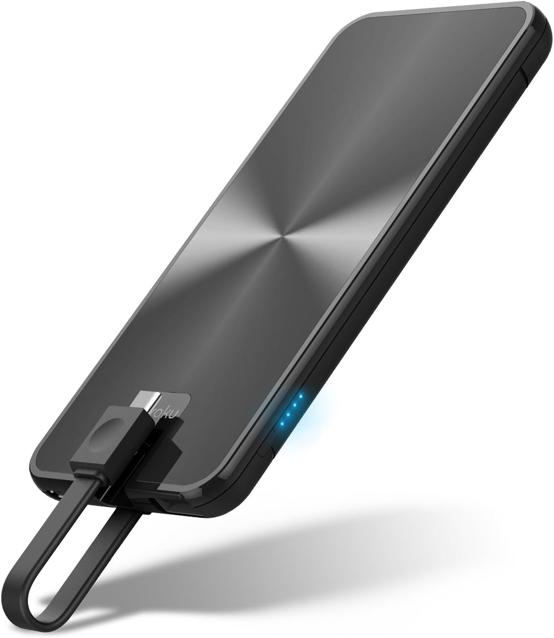 Portable Charger USB C Power Bank - Miraku M6 5000mAh External Battery Pack Travel Charger with Built-in Type C Cable Dual Output for Galaxy Note 8 S8 LG G6 Elite X3,HTC One