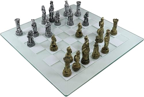 Miniatura 5 de Ebros Age Old Feud Animal Kingdom Cats Versus Dogs Royal Battleground - Juego de ajedrez de resina con tablero de vidrio esmerilado a cuadros