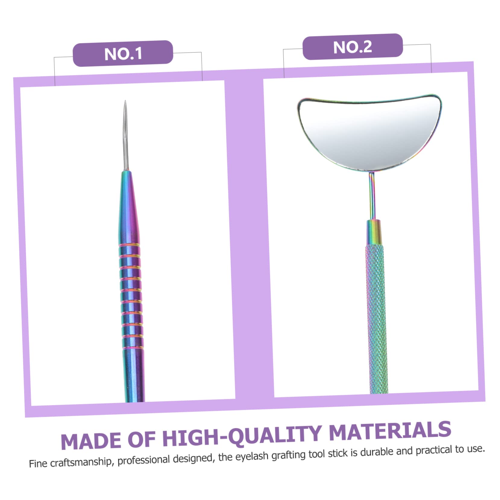 FRCOLOR 3sets Strumenti Per Extension Ciglia Inossidabile Con Specchio e Bastoncino Per Bellezza Per Uso Personale e Professionale Salone