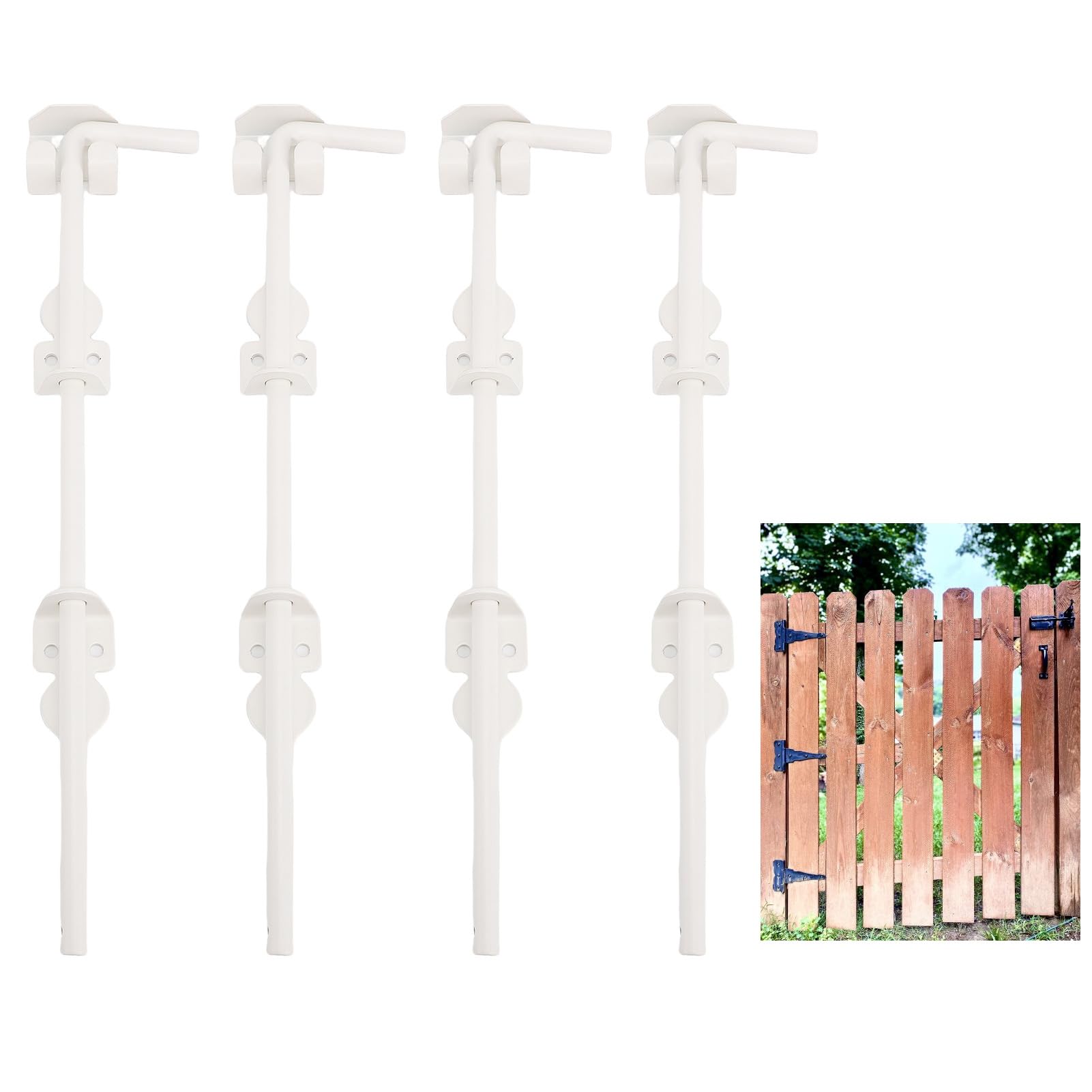 LiebeWH Juego de 4 Pasadores de Pestillo para Puerta de Caña de 18 Pulgadas para Exteriores, Juego de Pasadores de Pestillo de Tierra de Alta Resistencia, Acero Inoxidable para Puerta de Cerca de