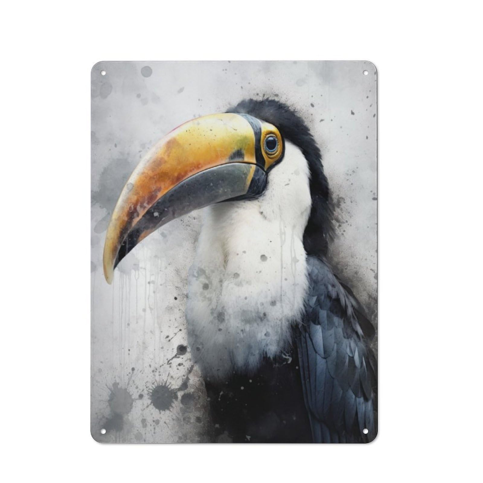 Junmoney Toucan Beauty Watercolor Retro Tin Sign 40X30cm For Workshop Wall, For Collectors Of Retro Metal Wall Decor