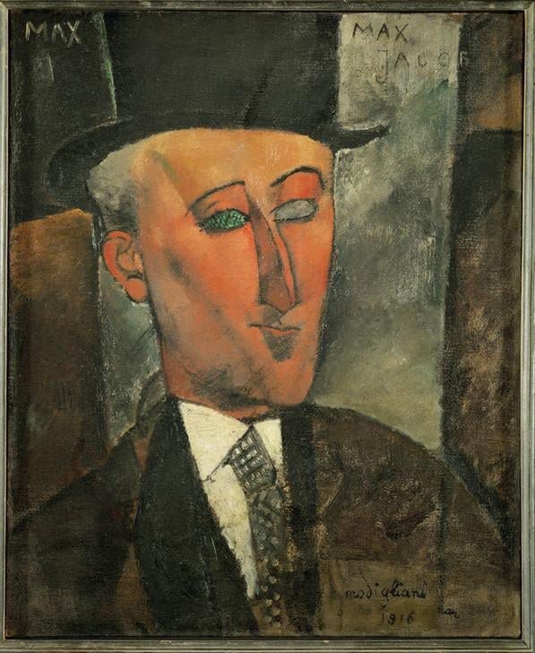 Lienzo decorativo Amadeo Modigliani Max Jacob, cuadro para oficina de 60x90cm