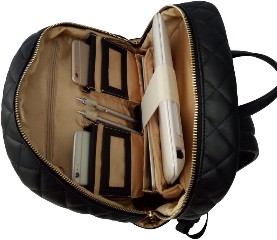 SANDY LISA St. Tropez Designer Backpack for Women | Side pockets for Water Bottle/Sunglasses/Phone | 14 Inch Laptop Computer | Dedicated Tablet Pocket | Work Business College Teacher Bag - Black