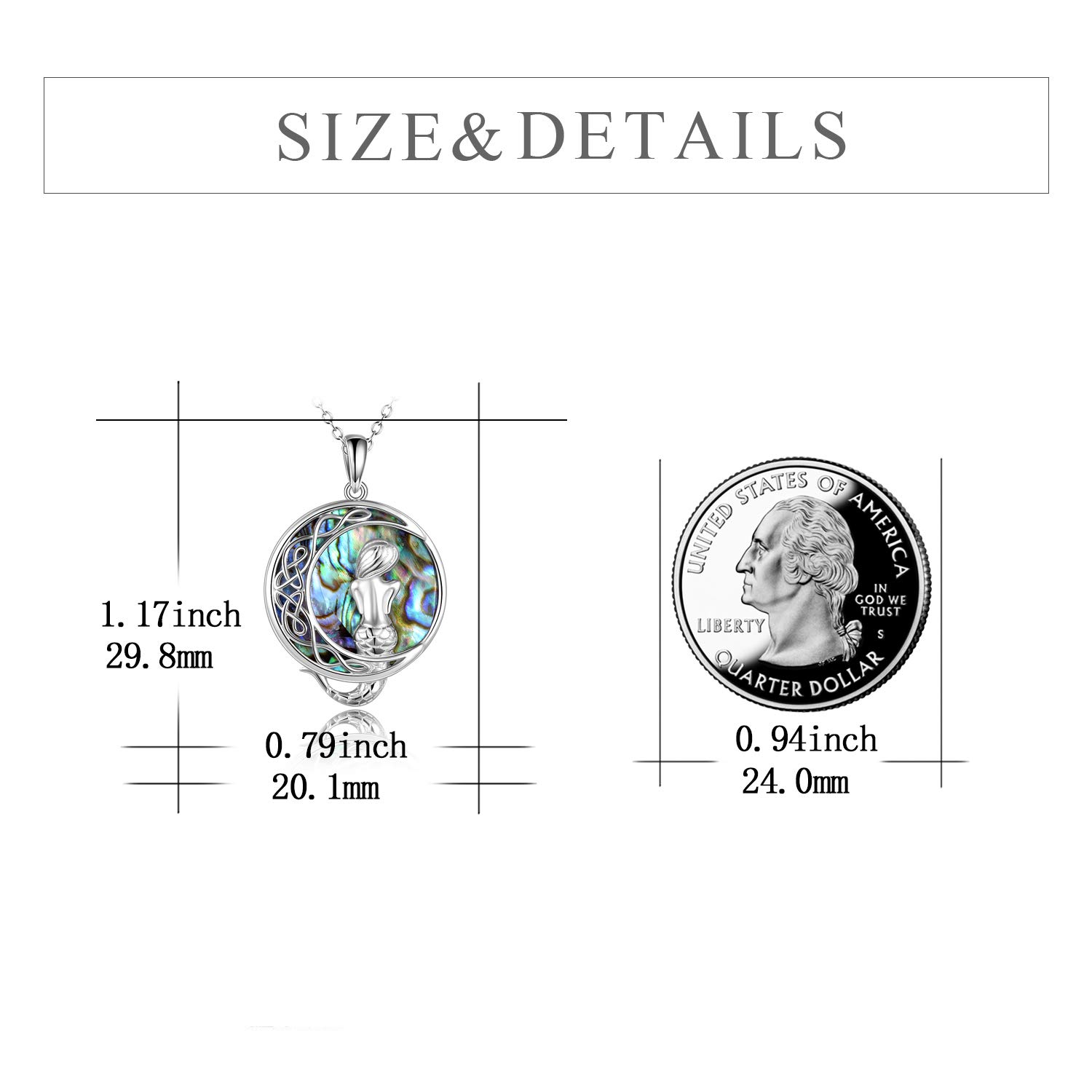 VONALA Collana a forma di sirena, in argento sterling 925, con conchiglia di abalone, ciondolo a forma di sirena, idea regalo per ragazze e figlie, Argento sterling