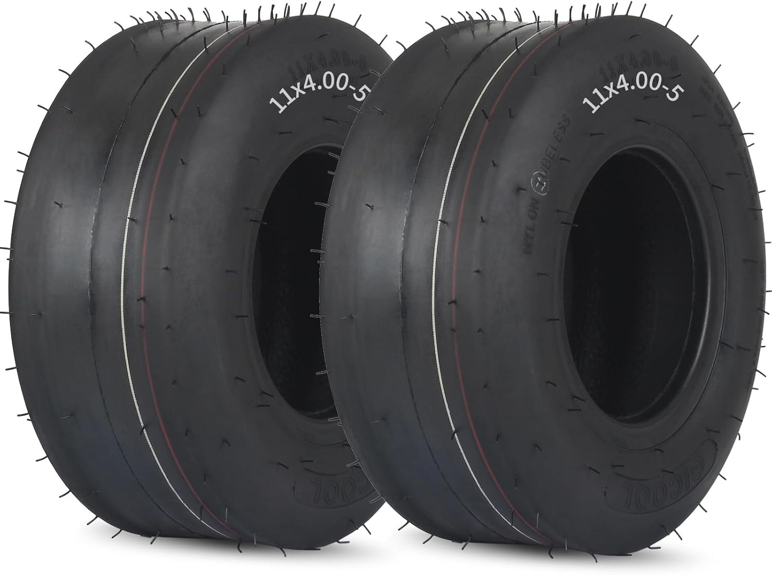 (2 Pack) 11x4.00-5 Tubeless Zero Turn Mower Tires, Riding Lawnmower Smooth Tread, 4 Ply 11x4.00-5 Smooth 2PACK