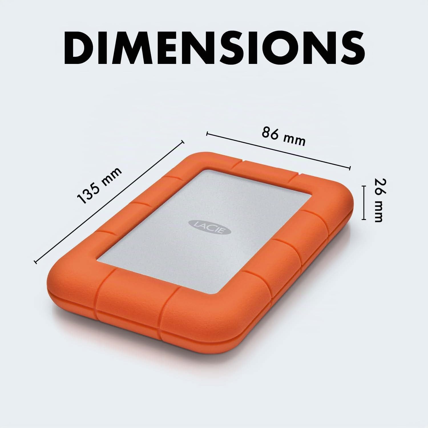LaCie Rugged Mini 5TB — antichoc, USB‑C Disque dur externe portable 2,5", pour Mac et Windows — Service Rescue Data Recovery inclus