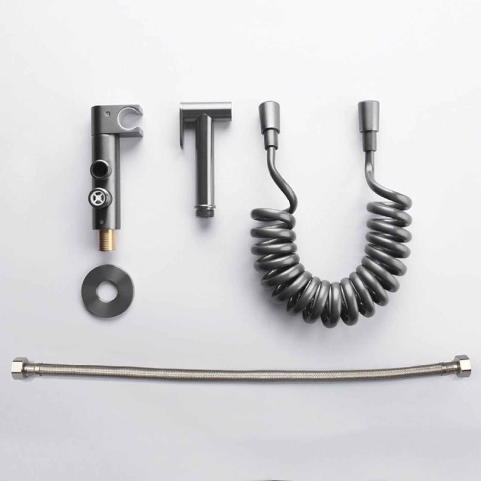 Kit Spruzzatore WC Cromato Set Di Doccetta per Bidet In Ottone Montaggio A Parete | Doppia Uscita con Tubo Può Essere Collegato Alla Toilette O Alla Lavatrice