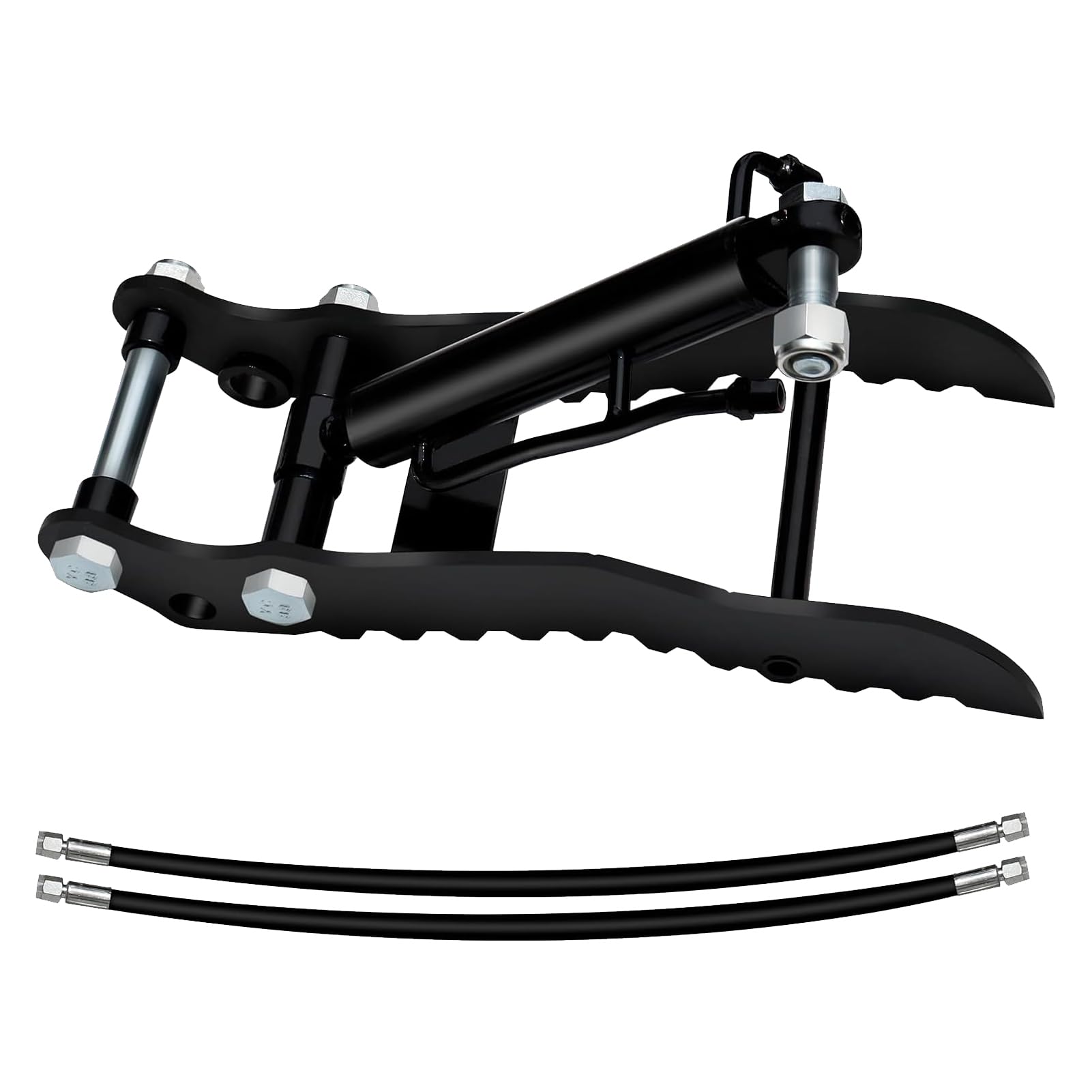 Eujgoov Mini Excavador de Pulgar Hidráulico Clip de Acero MN Accesorio de Acero un Orificio con Mangueras Hidráulicas M14 para el Manejo de Materiales