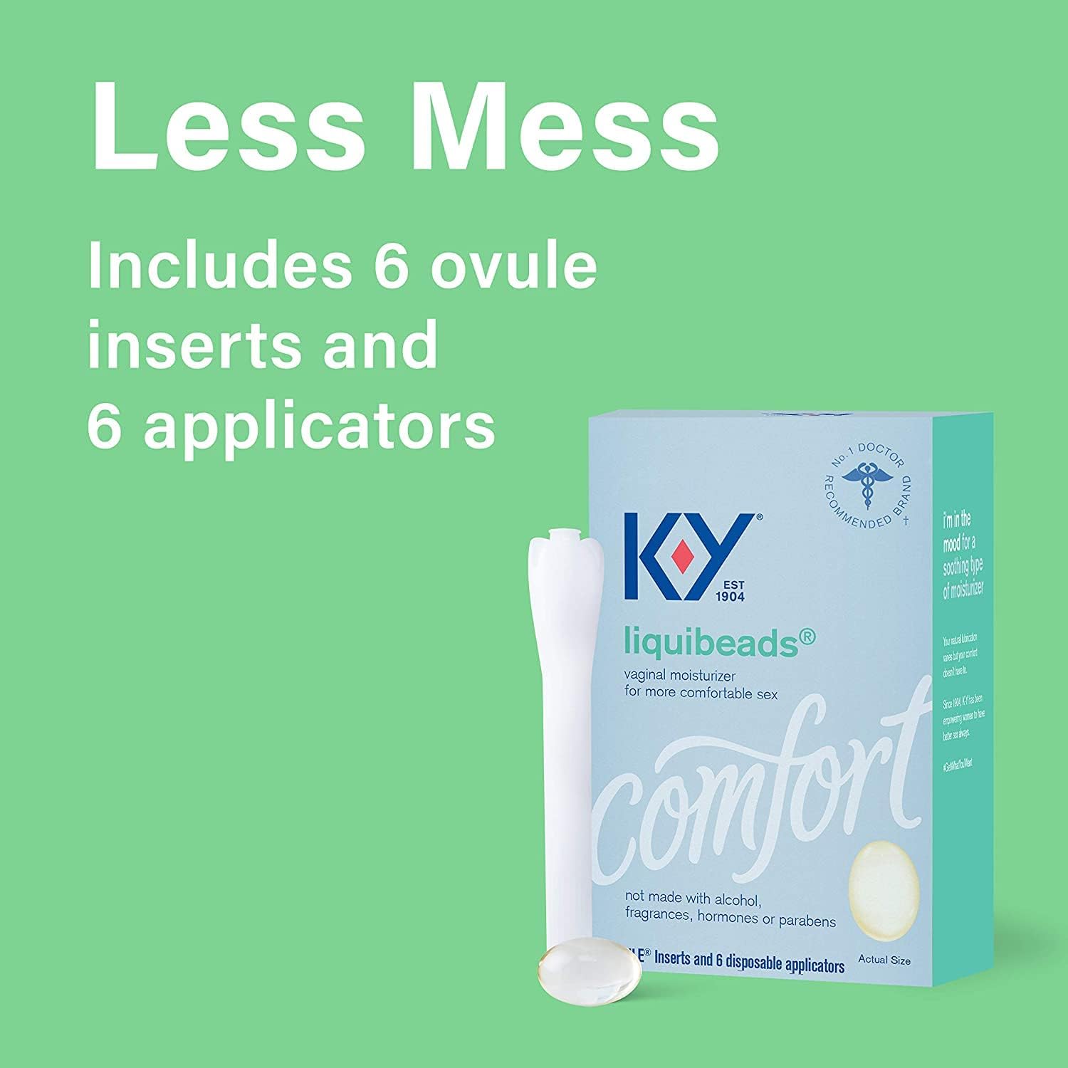 K-Y Liquibeads Silicone-Based Formula 6 Bead Inserts and 6 Applicators Vaginal Moisturizer & Lube for More Comfortable Sex for Men, Women and Couples (4 Pack)