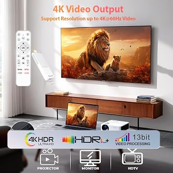 Android TV Stick 4K, NEW TV Stick Android 14.0 2GB RAM 16GB ROM Ultra HD RK3518 CPU Supports Wi-Fi 6 2.4G/5G Wi-Fi Bluetooth 5.0 USB HDR10 with Bluetooth Voice Remote Control, White 2026