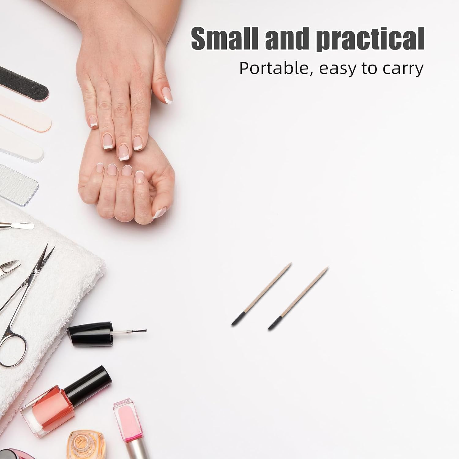 UPKOCH 100pcs Double End Sanding Sticks for Nail Art and DIY Craft Supplies, Portable Wood Matchsticks with Fine Detailing and Polishing Features, Versatile Use Manicure Tools for Cuticle