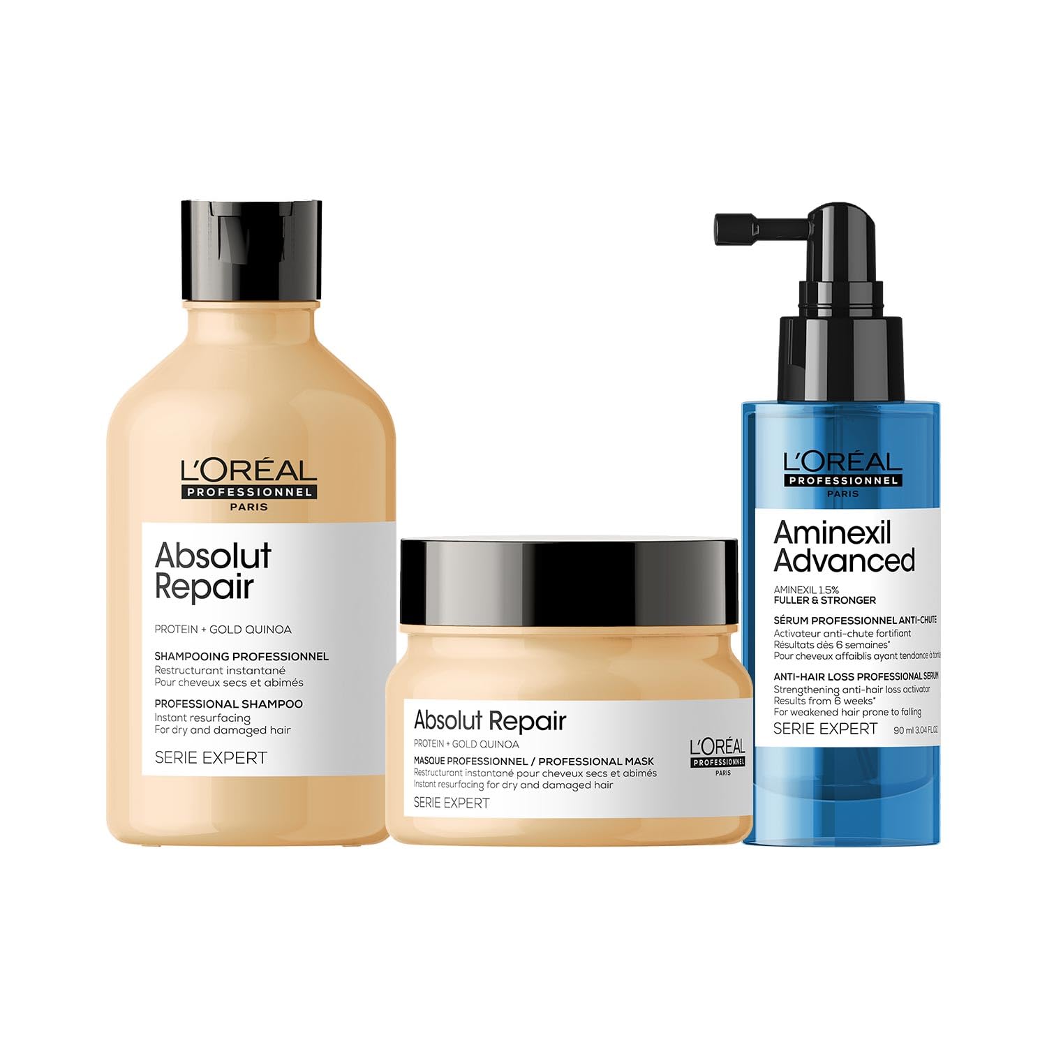L'Oréal Professionnel Paris Absolut Repair Shampoo, Absolut Repair Mask & Aminexil Advanced For Dry & Damaged Hair And For Hairloss, 300 millilitres-picture-14
