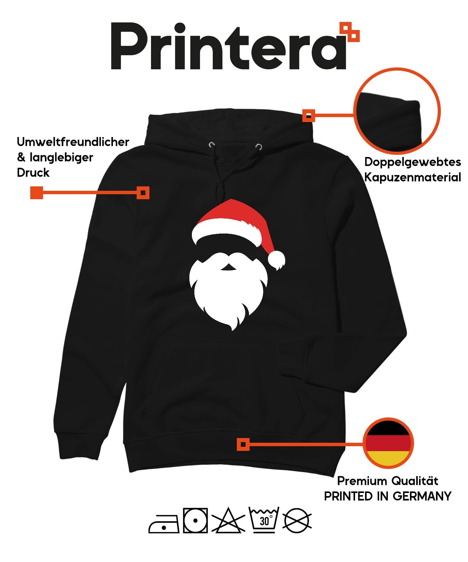 Santa Święty Mikołaj strój bożonarodzeniowy - Boże Narodzenie Uniseks bluza z kapturem, czarna, XXL