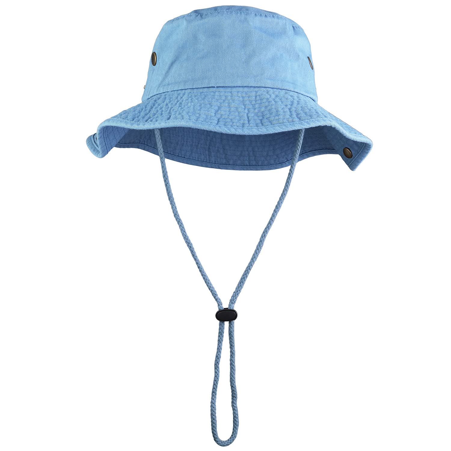 Sombrero de ala ancha para senderismo, pesca, safari, boonie, 100% algodón, protección solar UV para hombres y mujeres, actividades al aire libre, Azul-cielo, Large/X-Large