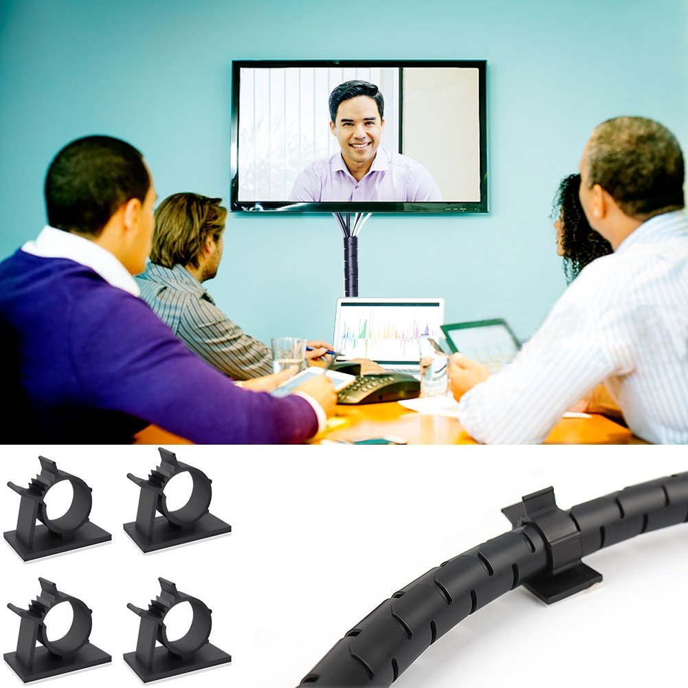 Organizador de Cables para Ordenadores, TV, Escritorio, Cable EZ, Flexible, Ampliable, para el hogar y la Oficina, con Herramienta de Clip