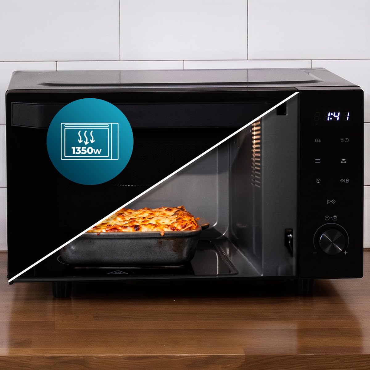 Cecotec Microonde Senza Piatto con Grill Proclean 6140 Flatbed Door. 800W+1000W Grill, 23L, Porta a Ribalta, 13 Livelli, 8 Programmi, Flatbed, Timer 60Min, Cucina Versatile con Piatti