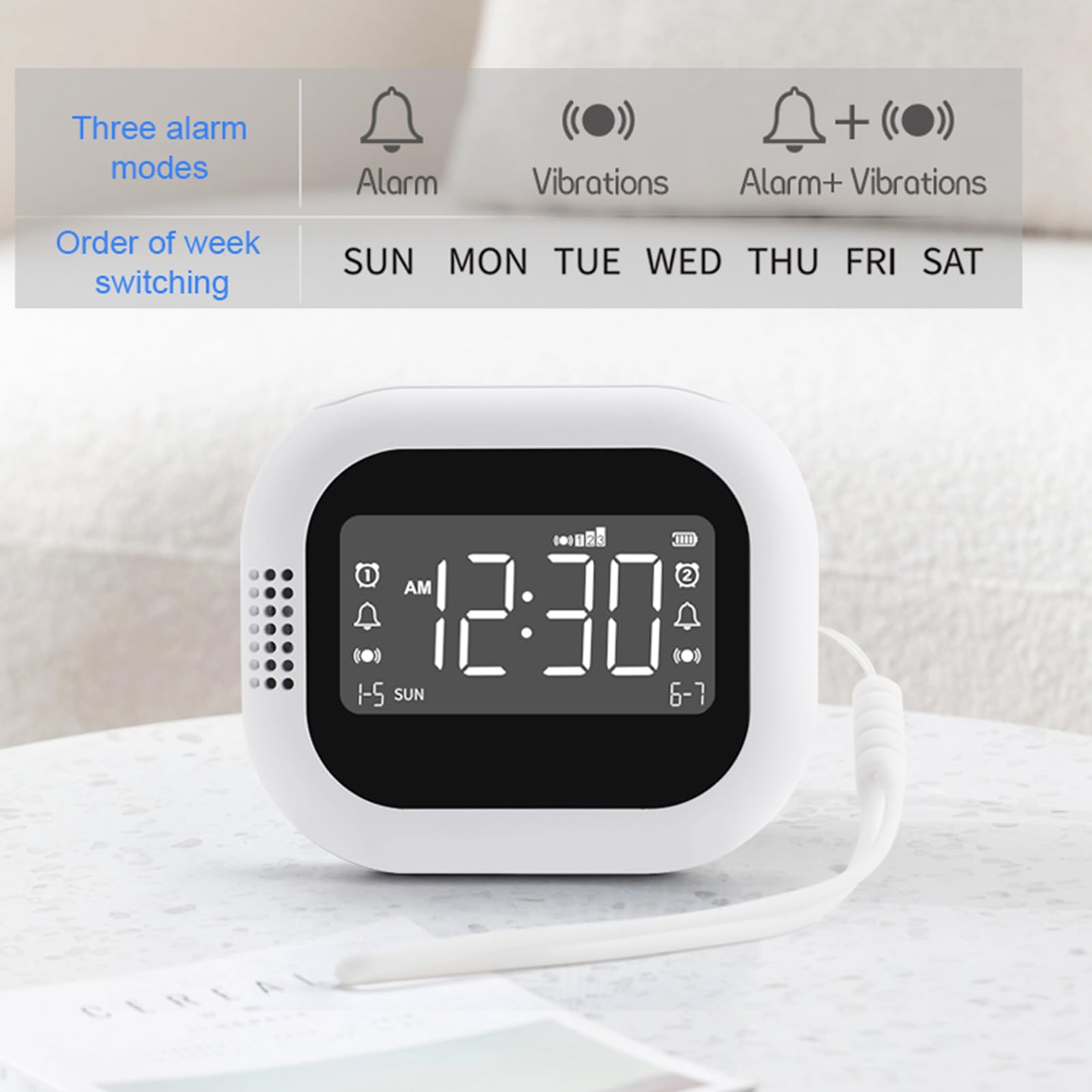 Amazon.co.jp: Asixxsix 睡眠の多い人向けの振動目覚まし時計、充電式
